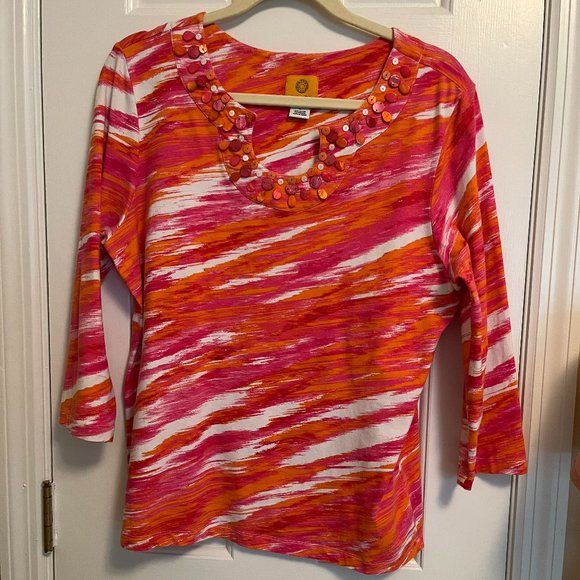 Ruby Rd. Tops - RUBY RD Colorful Beaded Top Size Large